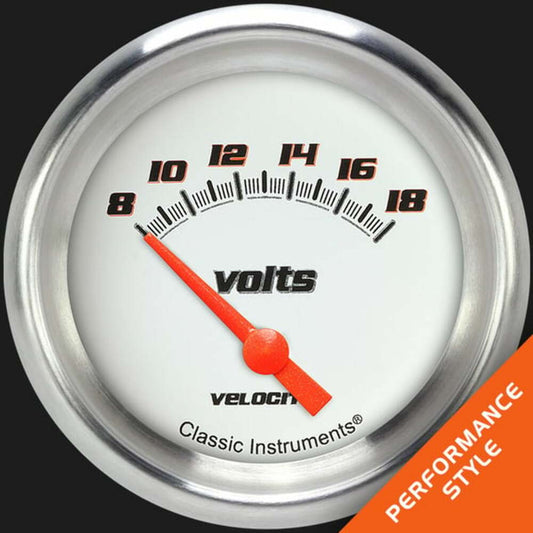 Velocity White 2 5/8" Volt Gauge VS230WAPF