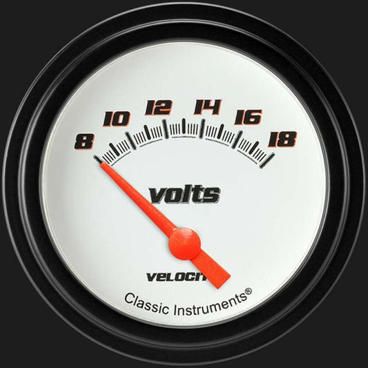 Velocity White 2 5/8" Volt Gauge VS230WBLF