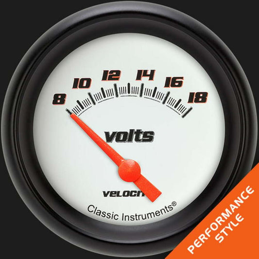 Velocity White 2 5/8" Volt Gauge VS230WBPF