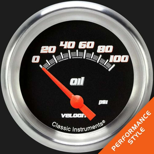 Velocity Black 2 5/8" Oil Pressure Gauge VS281BAPF