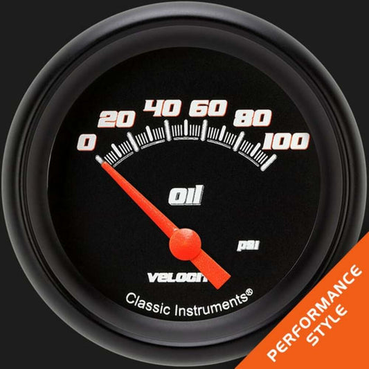 Velocity Black 2 5/8" Oil Pressure Gauge VS281BBPF