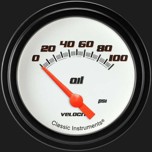 Velocity White 2 5/8" Oil Pressure Gauge VS281WBLF