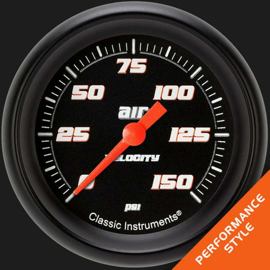 Velocity Black 2 5/8" Air Pressure Gauge VS318BBPF