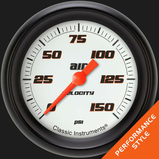 Velocity White 2 5/8" Air Pressure Gauge VS318WBPF
