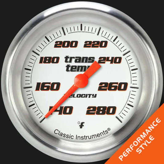Velocity White 2 5/8" Transmission Temperature Gauge VS327WAPF