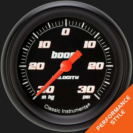 Velocity Black 2 5/8" Boost/Vac Gauge VS341BBPF