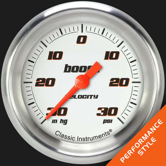 Velocity White 2 5/8" Boost/Vac Gauge VS341WAPF