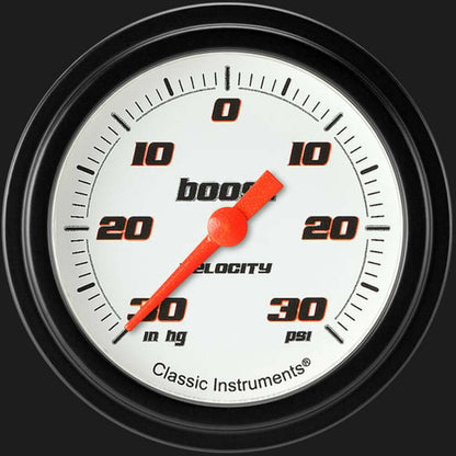 Velocity White 2 5/8" Boost/Vac Gauge VS341WBLF