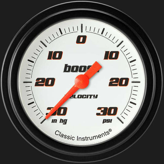 Velocity White 2 5/8" Boost/Vac Gauge VS341WBLF