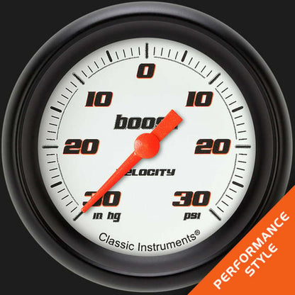 Velocity White 2 5/8" Boost/Vac Gauge VS341WBPF