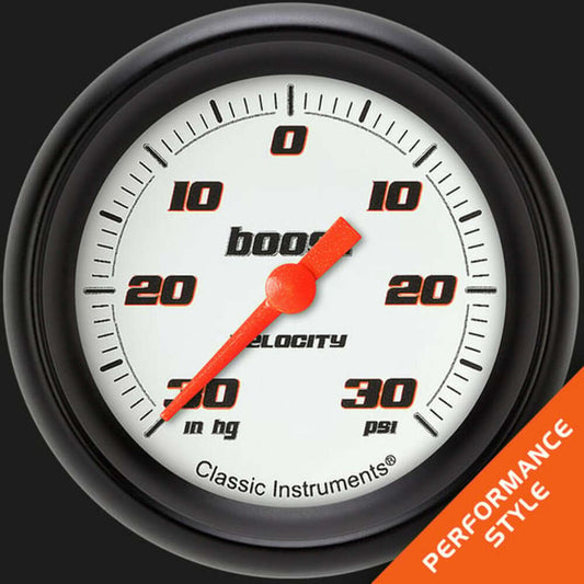 Velocity White 2 5/8" Boost/Vac Gauge VS341WBPF
