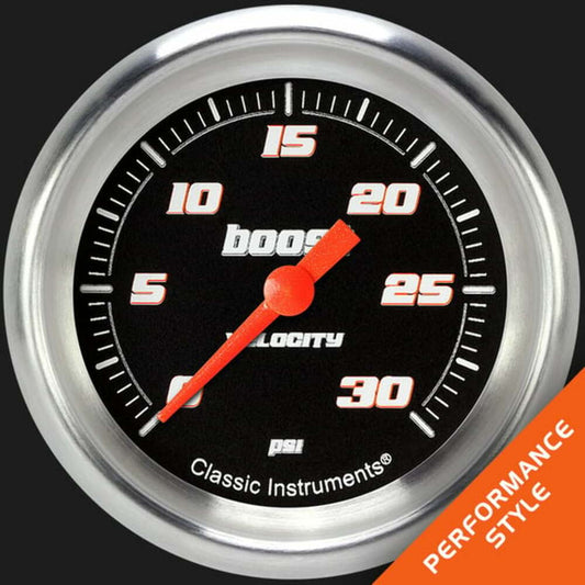 Velocity Black 2 5/8" Boost Gauge, 30 psi VS342BAPF