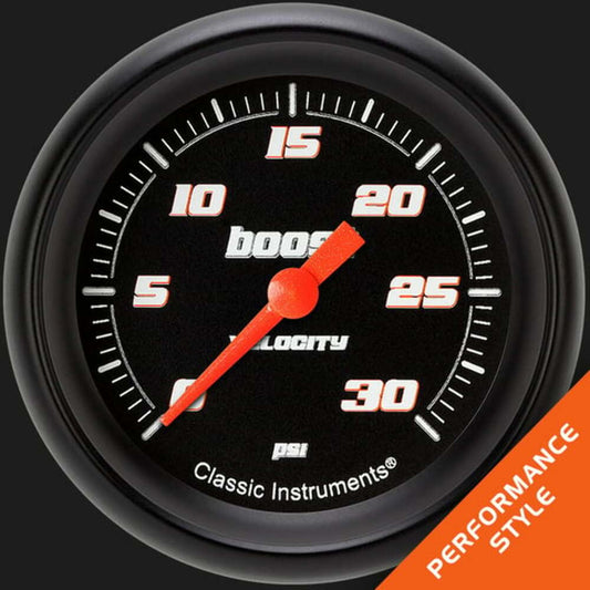 Velocity Black 2 5/8" Boost Gauge, 30 psi VS342BBPF