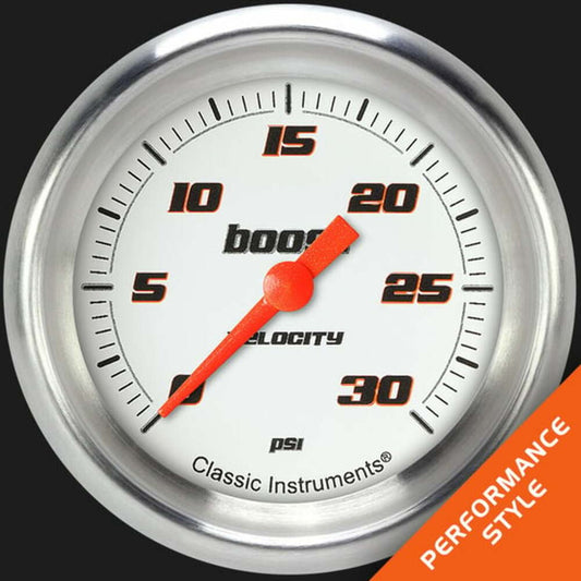 Velocity White 2 5/8" Boost Gauge, 30 psi VS342WAPF