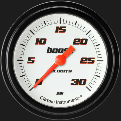 Velocity White 2 5/8" Boost Gauge, 30 psi VS342WBLF