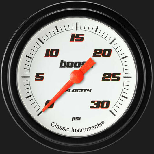 Velocity White 2 5/8" Boost Gauge, 30 psi VS342WBLF