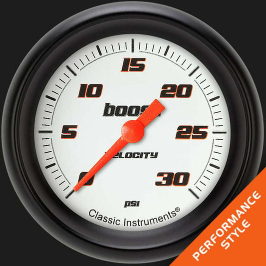 Velocity White 2 5/8" Boost Gauge, 30 psi VS342WBPF