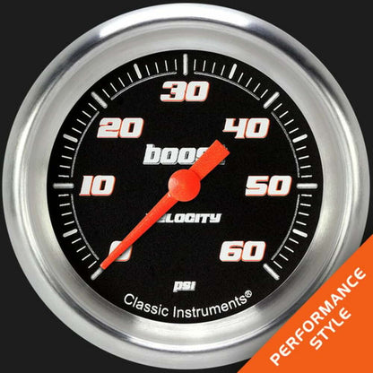 Velocity Black 2 5/8" Boost Gauge, 60 psi VS343BAPF