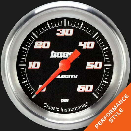 Velocity Black 2 5/8" Boost Gauge, 60 psi VS343BAPF