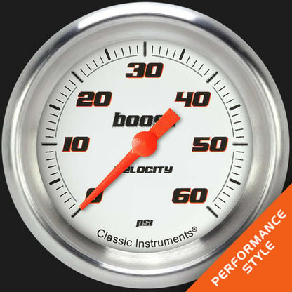 Velocity White 2 5/8" Boost Gauge, 60 psi VS343WAPF