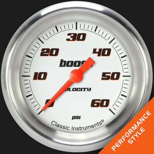 Velocity White 2 5/8" Boost Gauge, 60 psi VS343WAPF