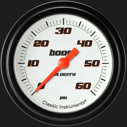 Velocity White 2 5/8" Boost Gauge, 60 psi VS343WBLF