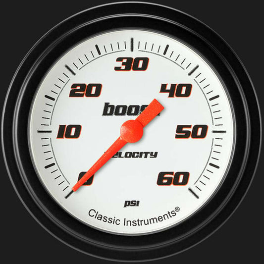 Velocity White 2 5/8" Boost Gauge, 60 psi VS343WBLF