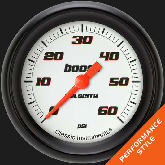 Velocity White 2 5/8" Boost Gauge, 60 psi VS343WBPF