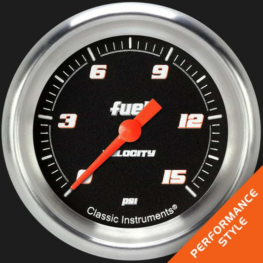 Velocity Black 2 5/8" Fuel Pressure Gauge, 15 psi VS345BAPF