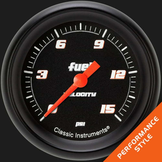 Velocity Black 2 5/8" Fuel Pressure Gauge, 15 psi VS345BBPF