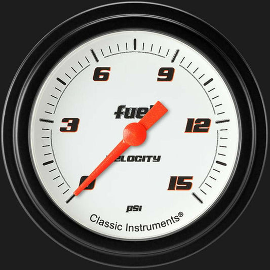 Velocity White 2 5/8" Fuel Pressure Gauge, 15 psi VS345WBLF