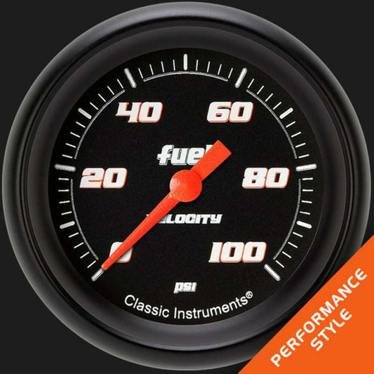 Velocity Black 2 5/8" Fuel Pressure Gauge, 100 psi VS346BBPF