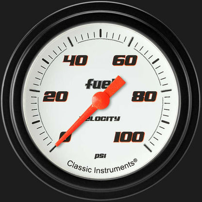 Velocity White 2 5/8" Fuel Pressure Gauge, 100 psi VS346WBLF