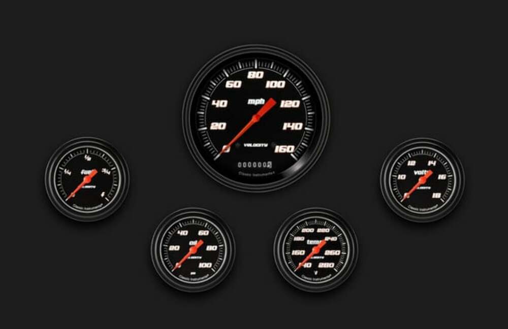 Velocity Black Five Gauge Set 354 VS354BBLF