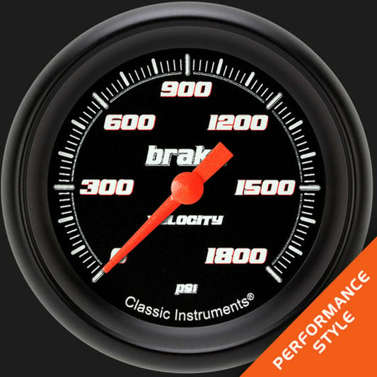 Velocity Black 2 5/8" Brake Pressure Gauge VS367BBPF