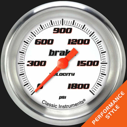 Velocity White 2 5/8" Brake Pressure Gauge VS367WAPF