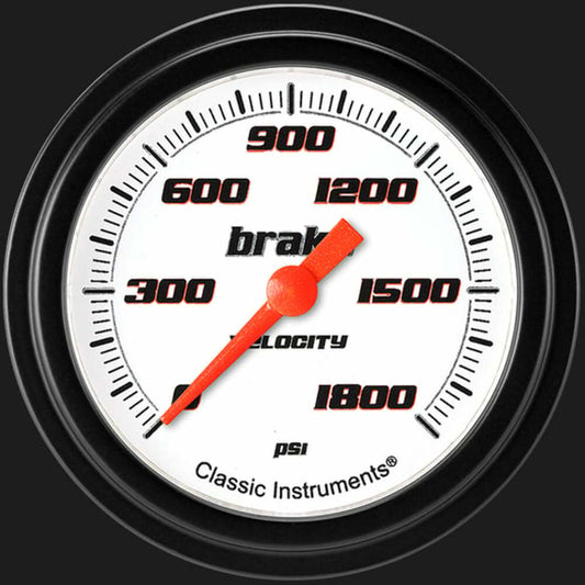 Velocity White 2 5/8" Brake Pressure Gauge VS367WBLF