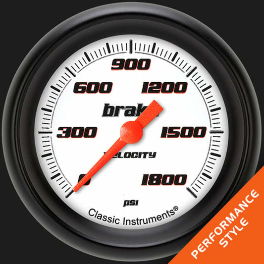 Velocity White 2 5/8" Brake Pressure Gauge VS367WBPF