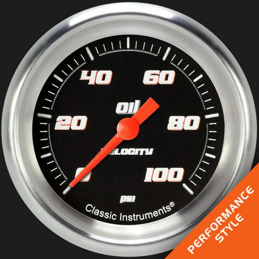 Velocity Black 2 5/8" Oil Pressure Gauge VS381BAPF