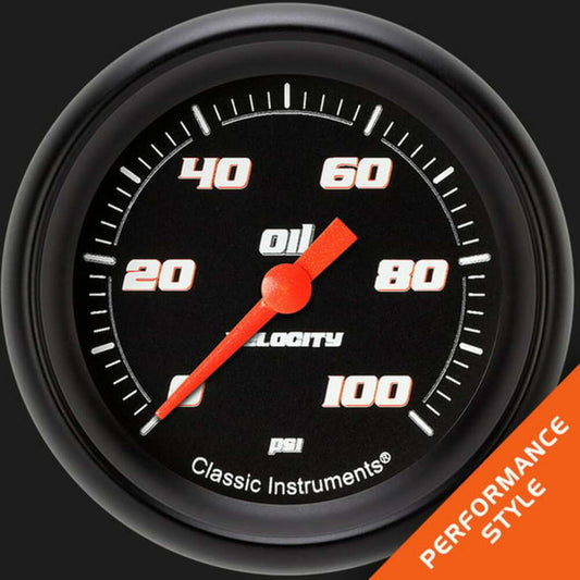 Velocity Black 2 5/8" Oil Pressure Gauge VS381BBPF