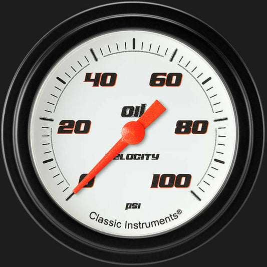 Velocity White 2 5/8" Oil Pressure Gauge VS381WBLF