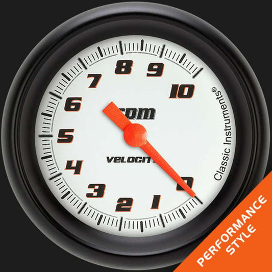 Velocity White 2 5/8" Tachometer VS383WBPF