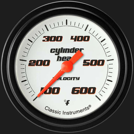 Velocity White 2 5/8" Cylinder Head Temp. Gauge VS397WBLF