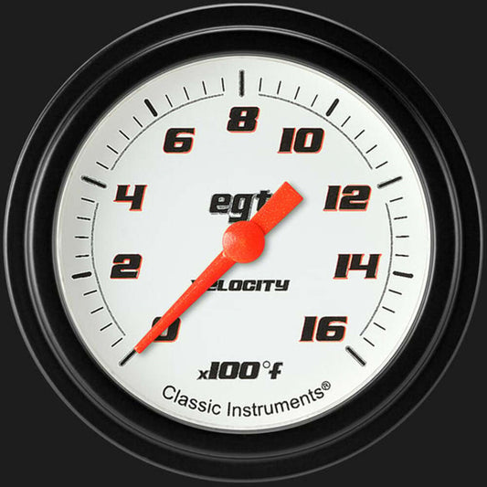 Velocity White 2 5/8" Exhaust Gas Temp. Gauge VS398WBLF