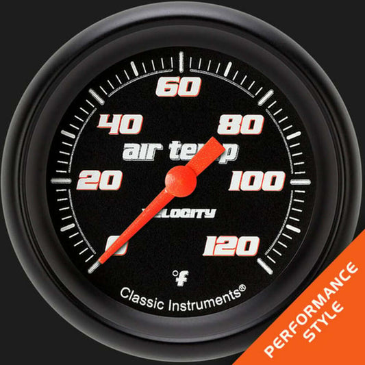 Velocity Black 2 5/8" Outside Air Temp. Gauge VS399BBPF