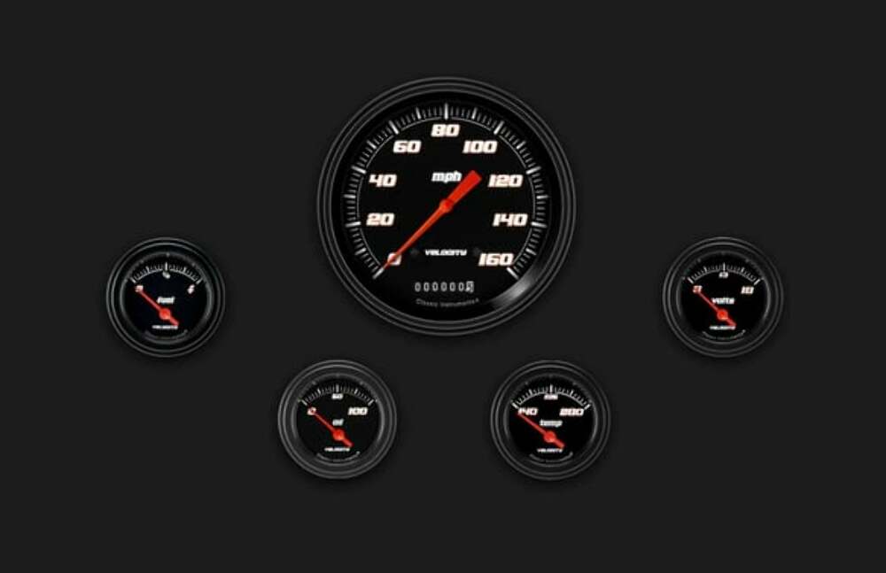 Velocity Black Five Gauge Set 54 VS54BBLF