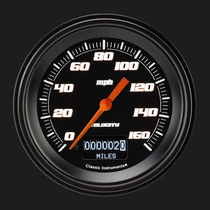 Velocity Black 3 3/8" Speedometer with Information Screen VS55DBBLF