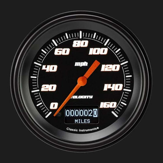 Velocity Black 3 3/8" Speedometer with Information Screen VS55DBBLF