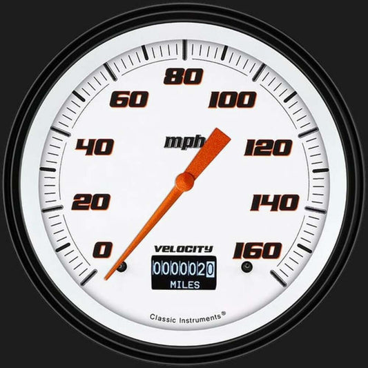 Velocity White 4 5/8" Speedometer  with Information Screen VS56DWBLF