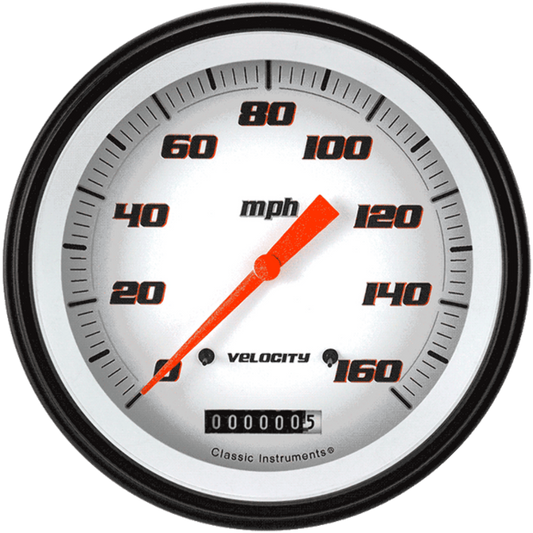 Velocity White 4 5/8" Speedometer VS56WBLF